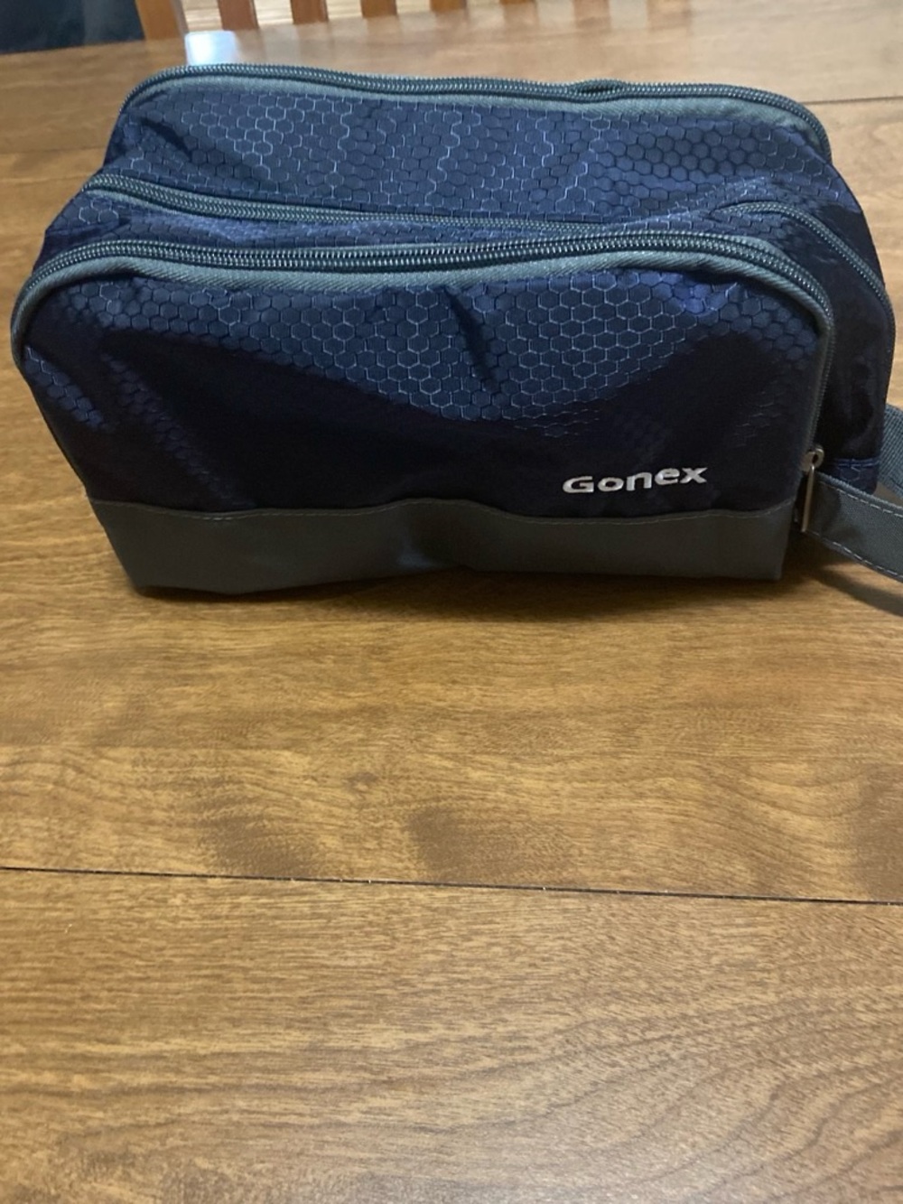 Gonex Navy Travel Toiletry Bag with Dual Zip Compartments
